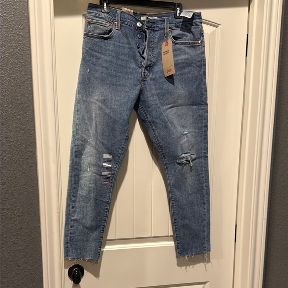 Levi's Blue Skinny Jeans with Distressed Details